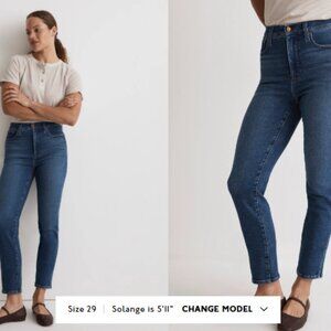 Madewell Curvy Stovepipe Blue Jeans High-Rise Stretch Size 29T Tall Casual Denim